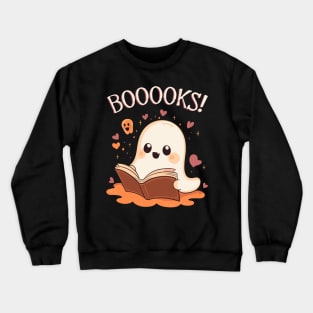 Cute Ghost Book T-Shirt, Halloween Teacher TShirt, Booooks Librarian Shirt, Bookworm Gift, Halloween Party Crewneck Crewneck Sweatshirt